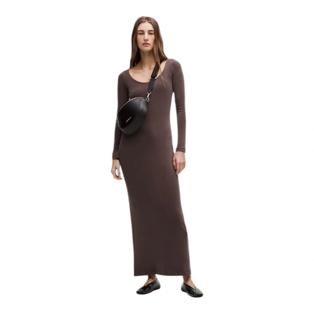 Lululemon Drapey Softstreme Long-Sleeve Maxi Dress Espresso Size M NWT - Picture 1 of 8